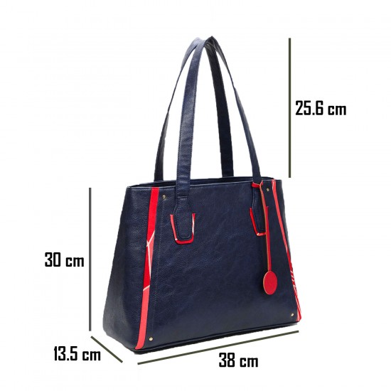 Women's Blue Textured Tote Bag (PU)