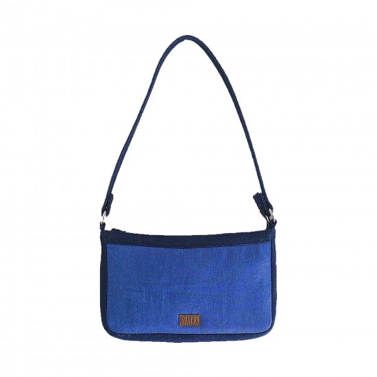 Women's denim baguette handbag