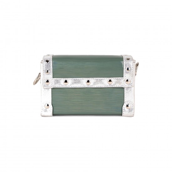 Women's shimmer green sling box